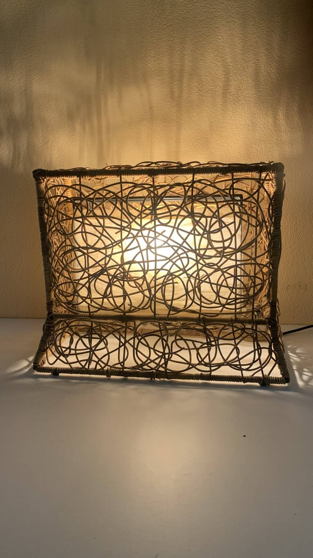 Vintage Wicker Table/ Floor Lamp