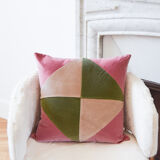 Coussin velous rose et vert