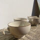 6 cups in brown speckled beige vintage stoneware 90
