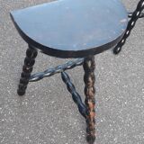 Set of tripod stools with fluted legs