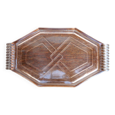 Plateau ou plat en verre moulé rose art déco