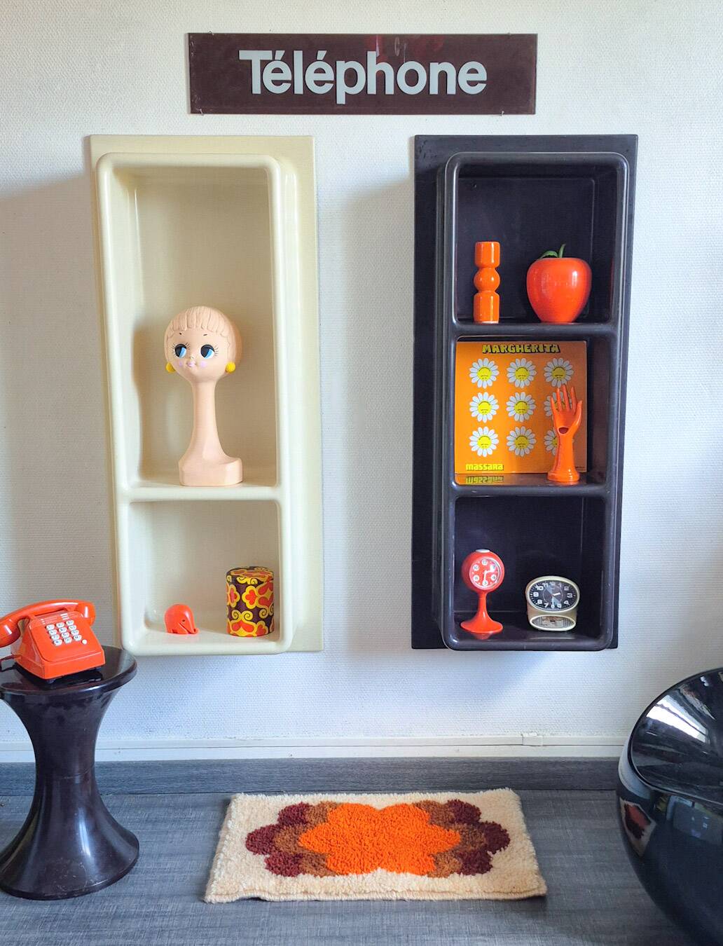 Prisunic vintage cream wall shelf