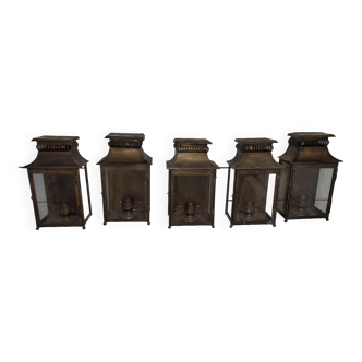 Set of 5 brass wall lanterns