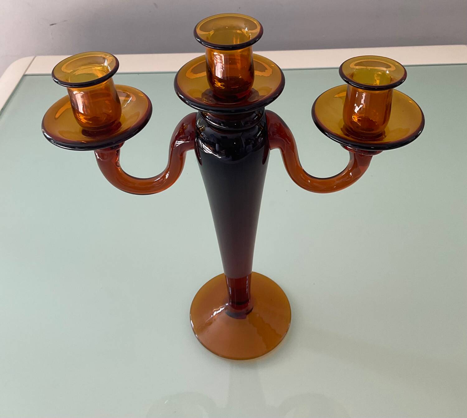 Amber glass chandelier from the 70s