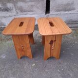 Vintage pine stool, side table