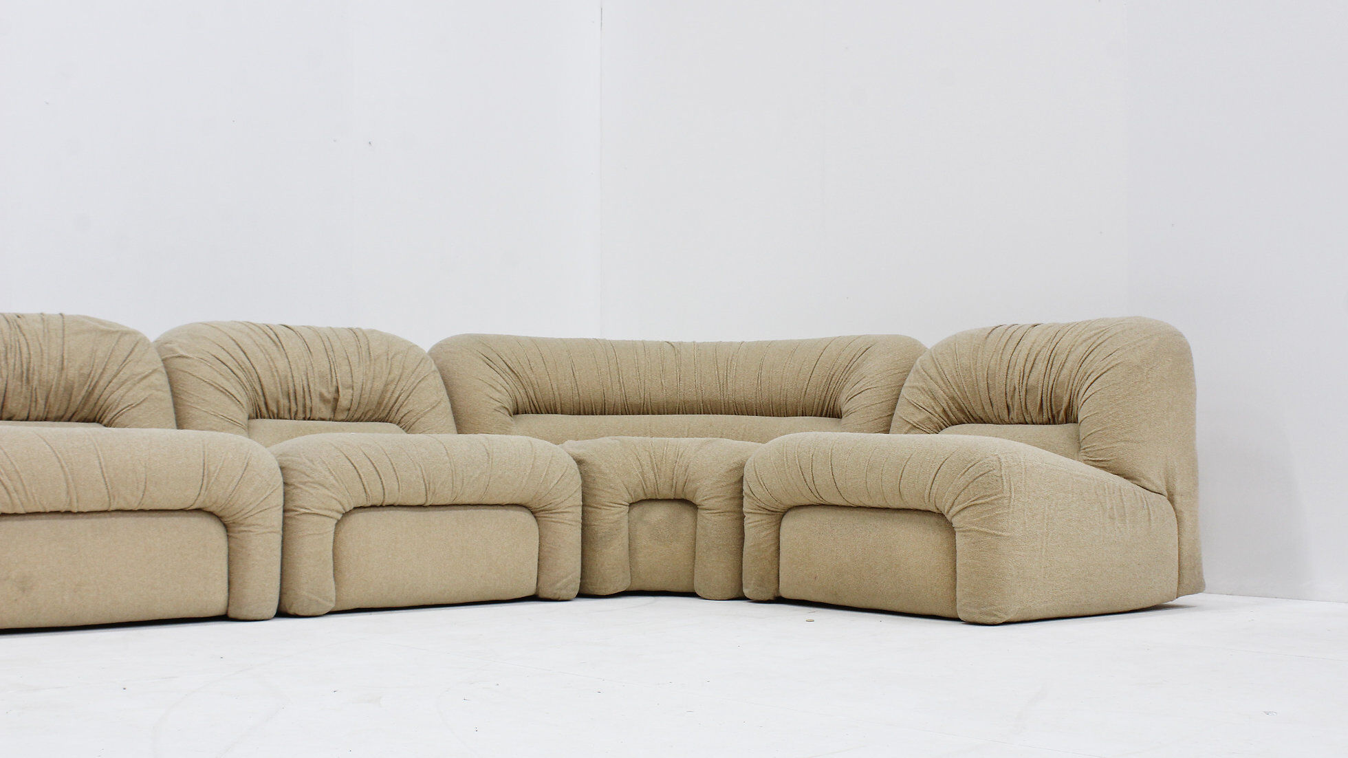 Canapé modulaire incurvé italien vintage des années 1970, ensemble de 5