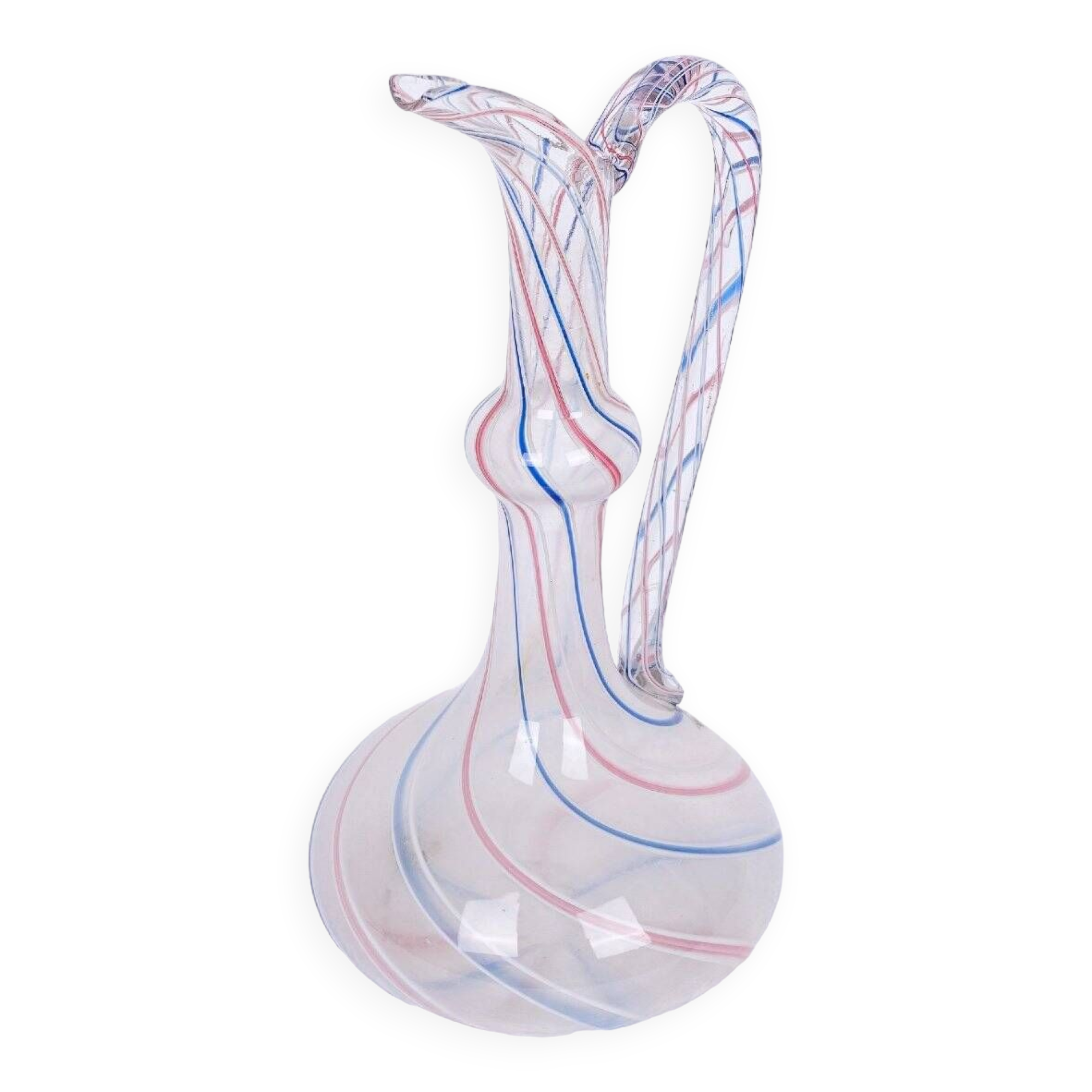 Blown glass ewer - murano - art nouveau - period: early 20th century