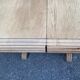 Art Deco dining table with a central pedestal, stripped in solid oak, with 2 extensions.