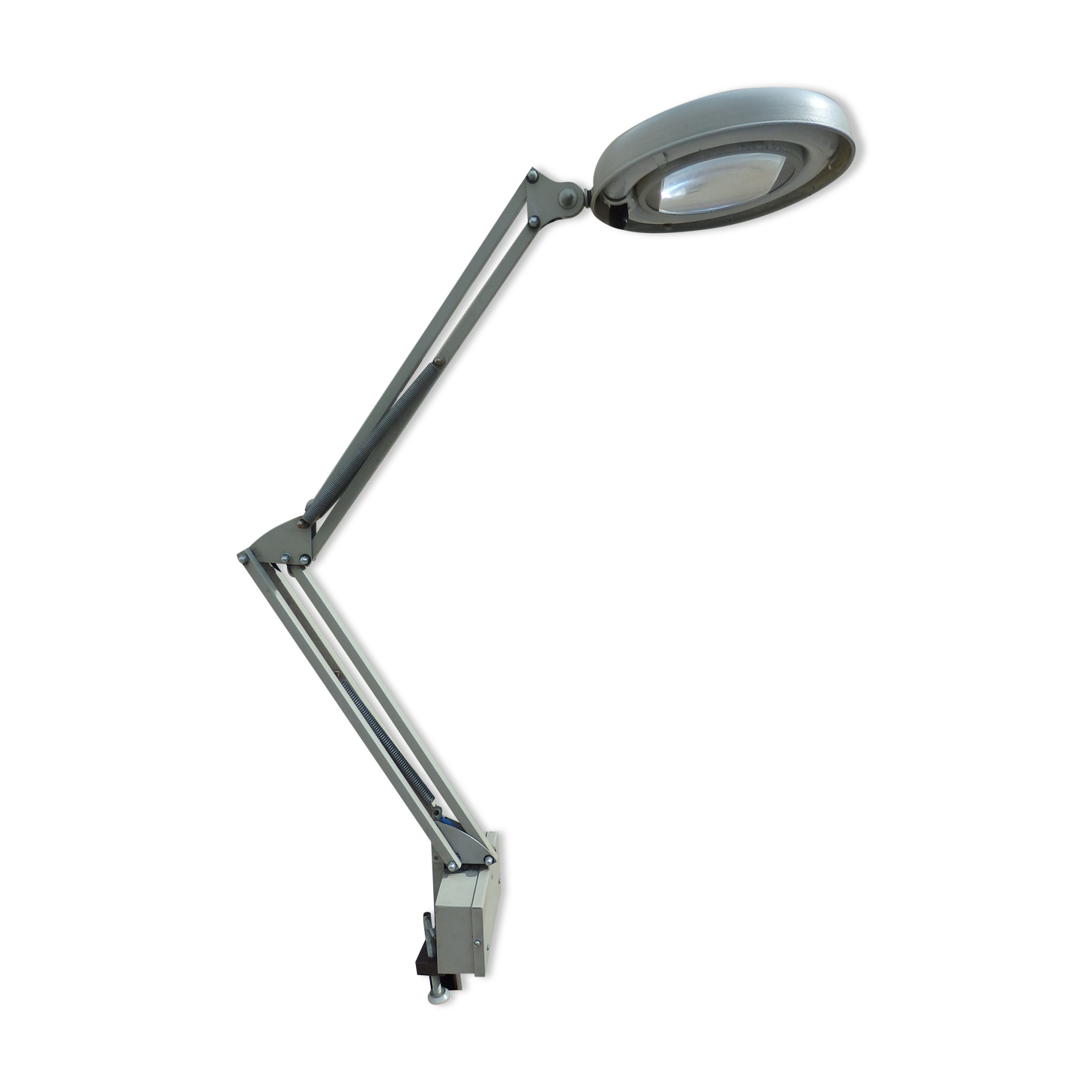 vintage articulated loom magnifying glass lamp atilier