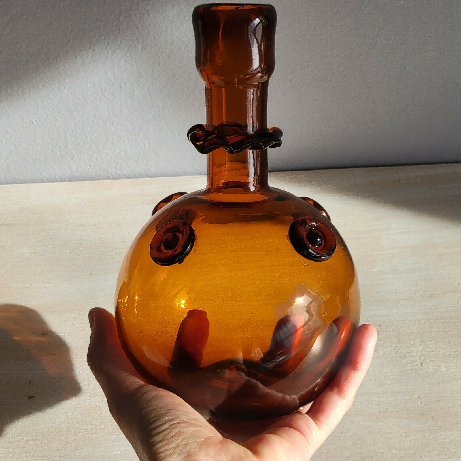 Brown blown glass decanter