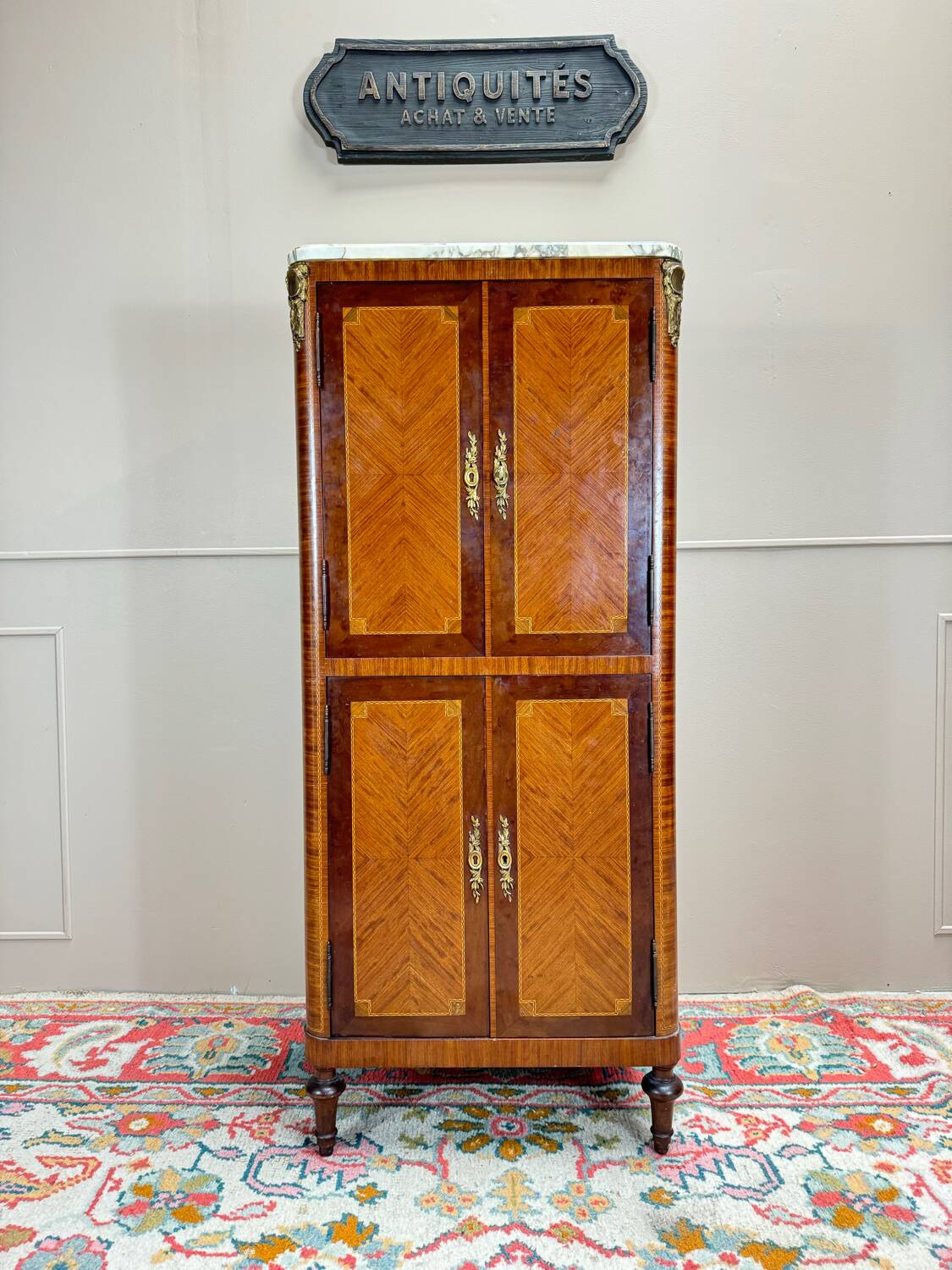 Louis XVI Style Marquetry Storage Cabinet, 19th Century
