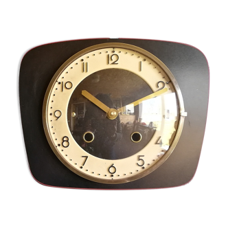 Vintage formica clock silent wall clock "black and red"