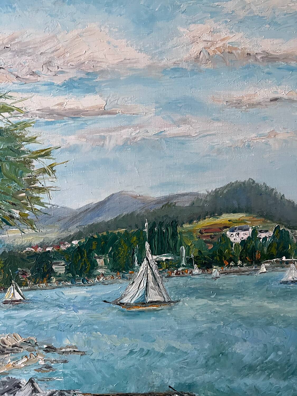 Sailboats on the lake, knife technique