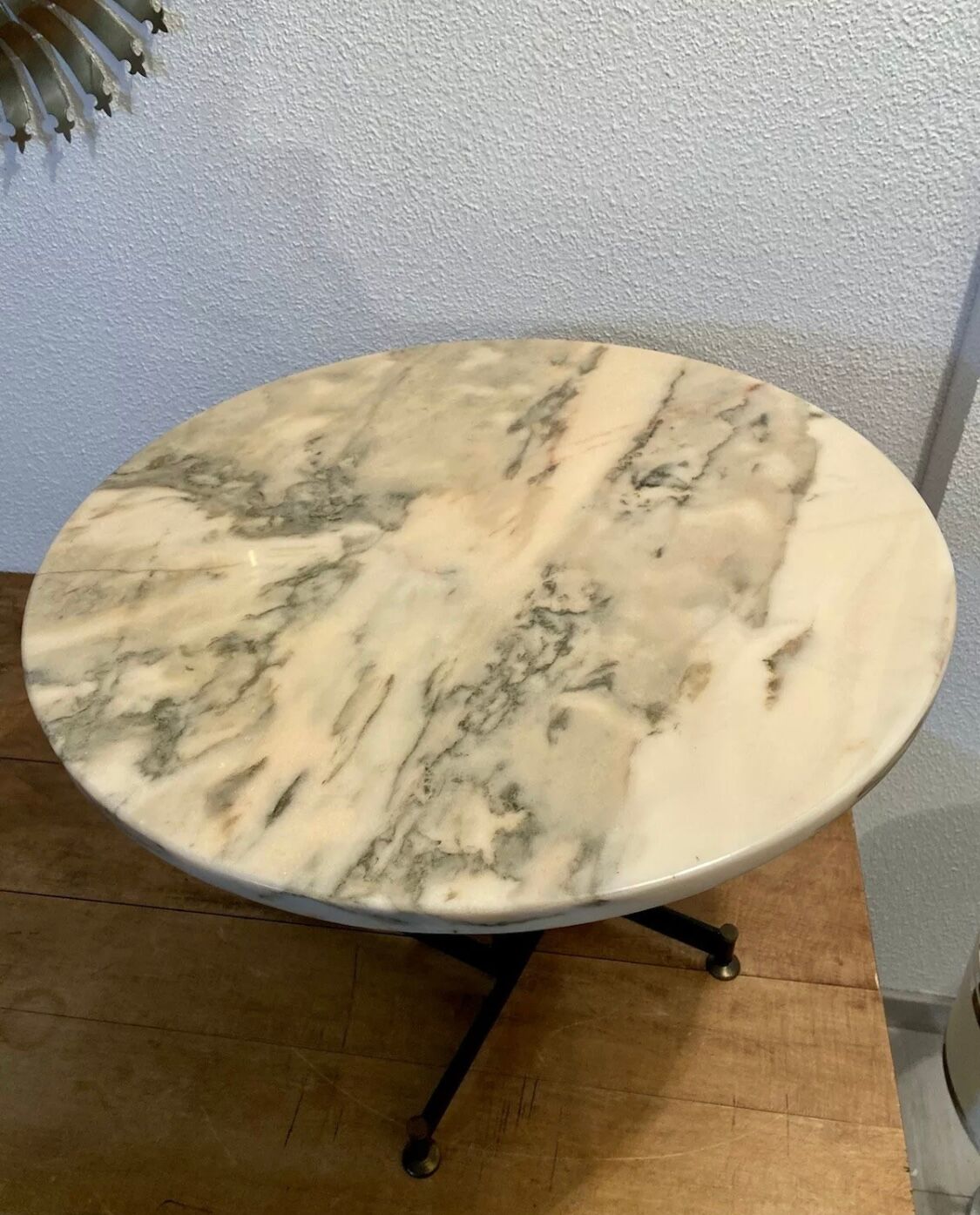 Table guéridon marbre et metal design italien annee 60