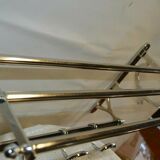 Chrome iron coat rack with hat holder