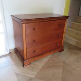 Elégante commode  en merisier – 3 tiroirs –Années 80