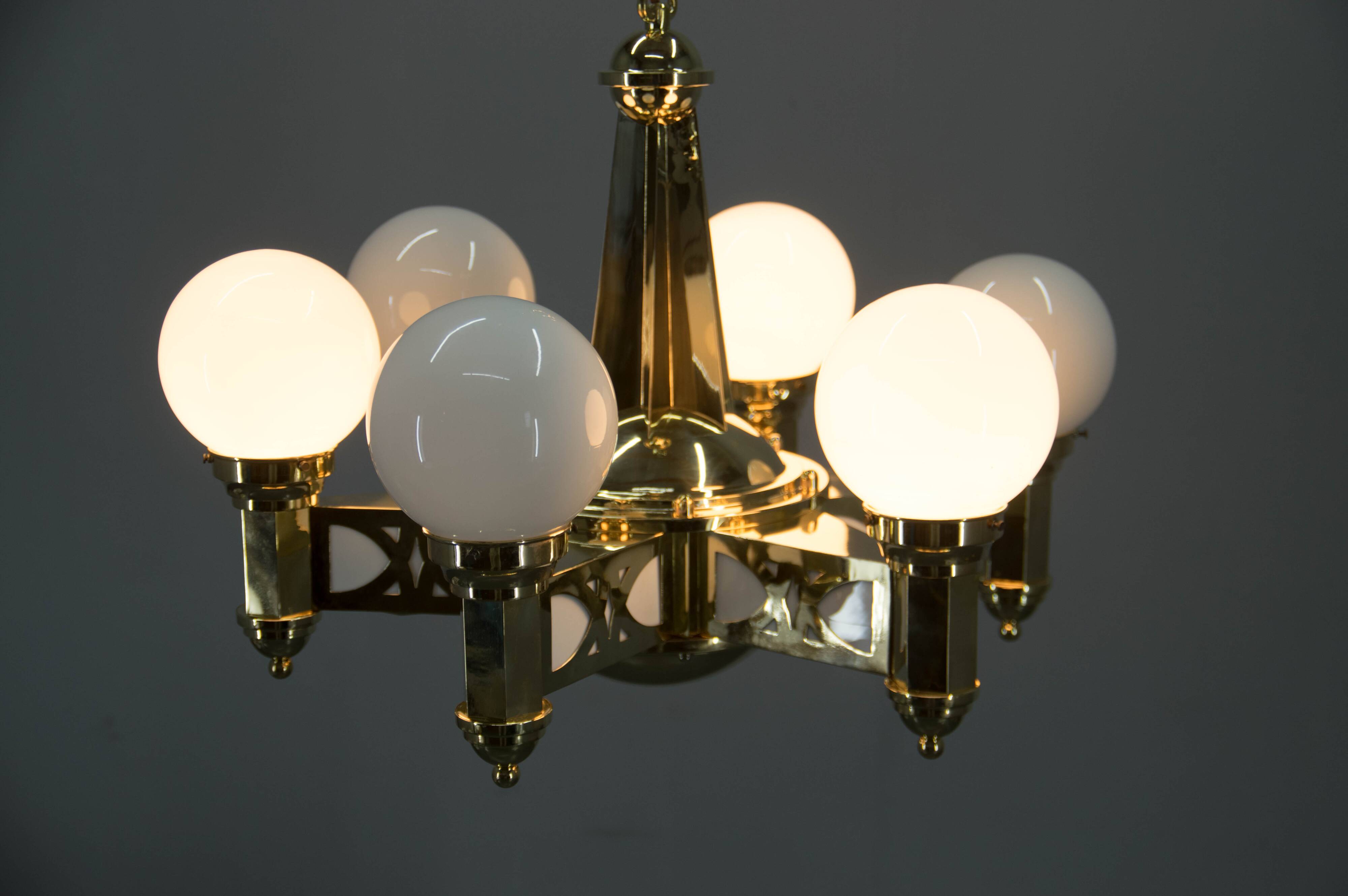 Rare Art Nouveau Chandelier by Emil Kralik for Vulkania, 1920s