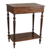 Table d'appoint en acajou et noyer marqueté français du début du 20e siècle, années 1910.