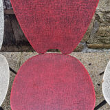 Four modernist chairs, steel, brass and skaï, 60s