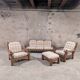 Vintage solid wood living room with plaid cushions