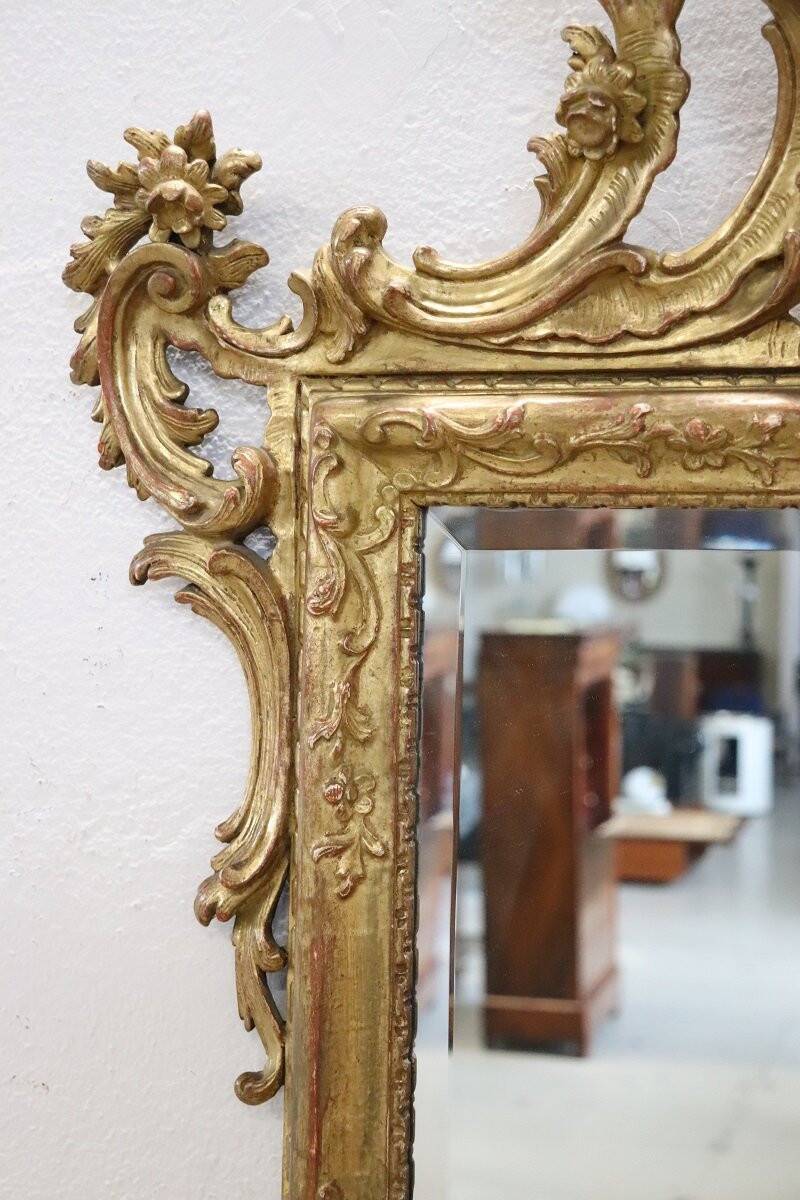 Louis XVI Style Carved And Gilded Wood Wall Mirror, Italy Early 20th Century