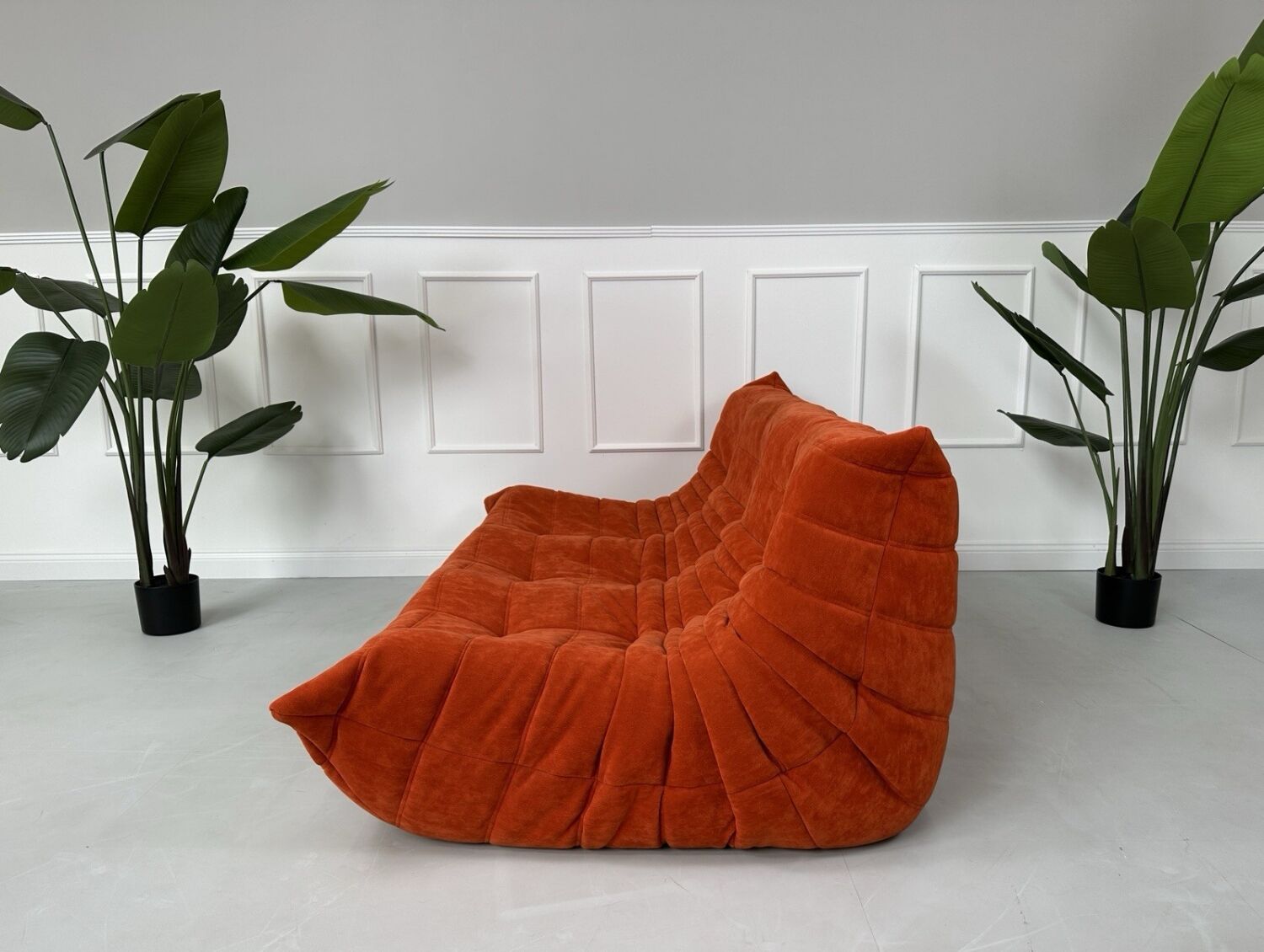 Ligne Roset Togo Orange Alcantara 3-seater designer sofa