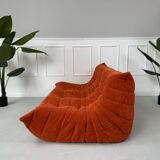 Ligne Roset Togo Orange Alcantara 3-seater designer sofa