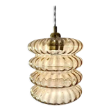 Vintage pendant lamp in electrified golden glass to nine