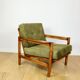 Wooden armchair designed by Z. Baczyk, vintage, olive green velvet