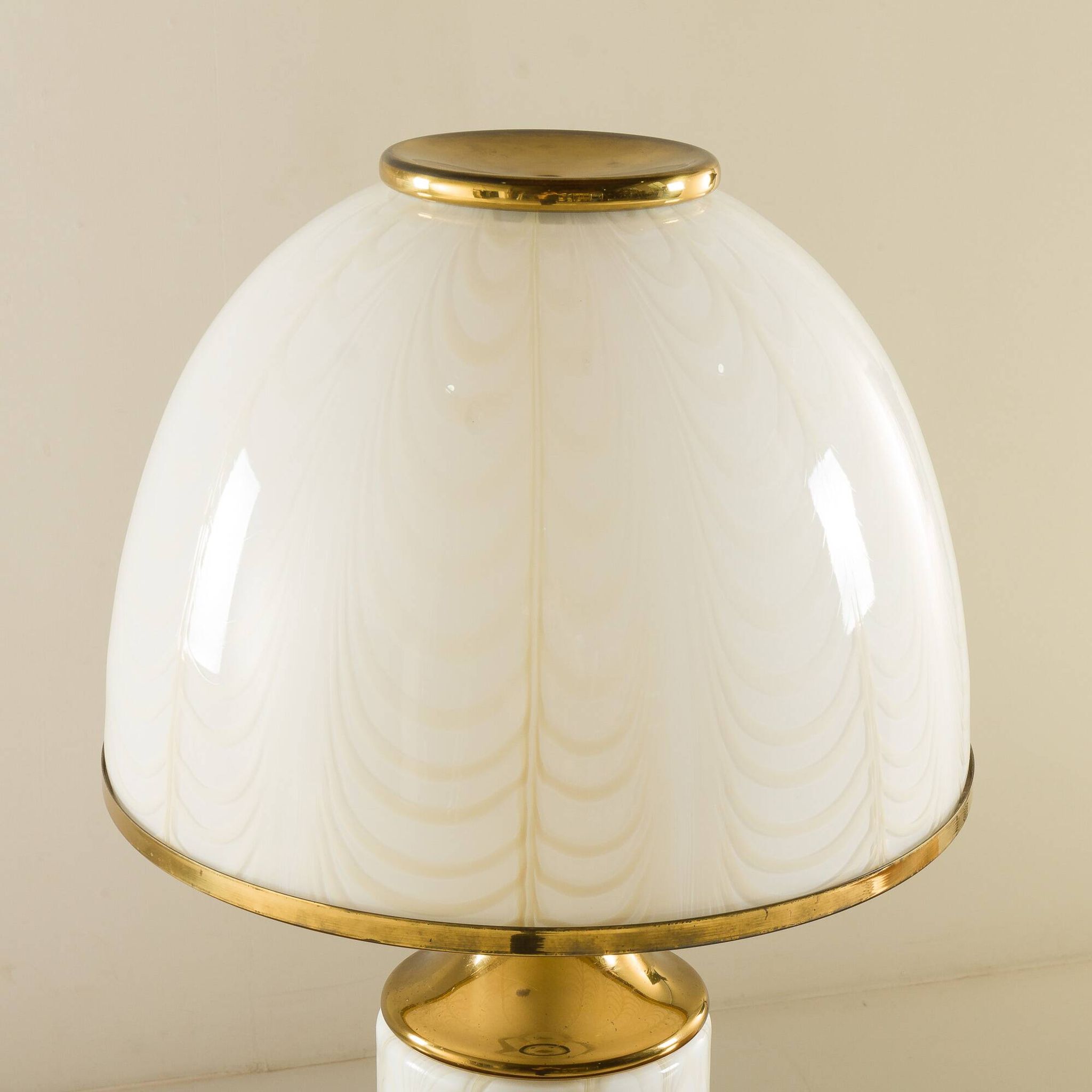 Rare Romeo Rega Murano glass and brass lamp, Italy 1980s