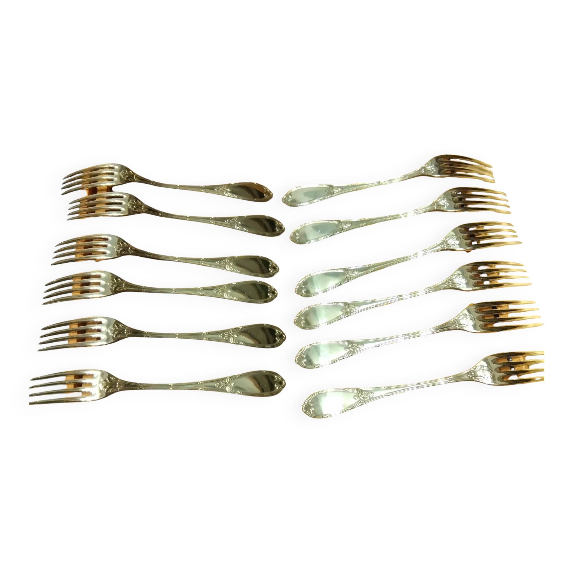 12 silver-plated dessert forks by Félix Frères