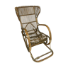 Rocking chair in curved wood and wicker