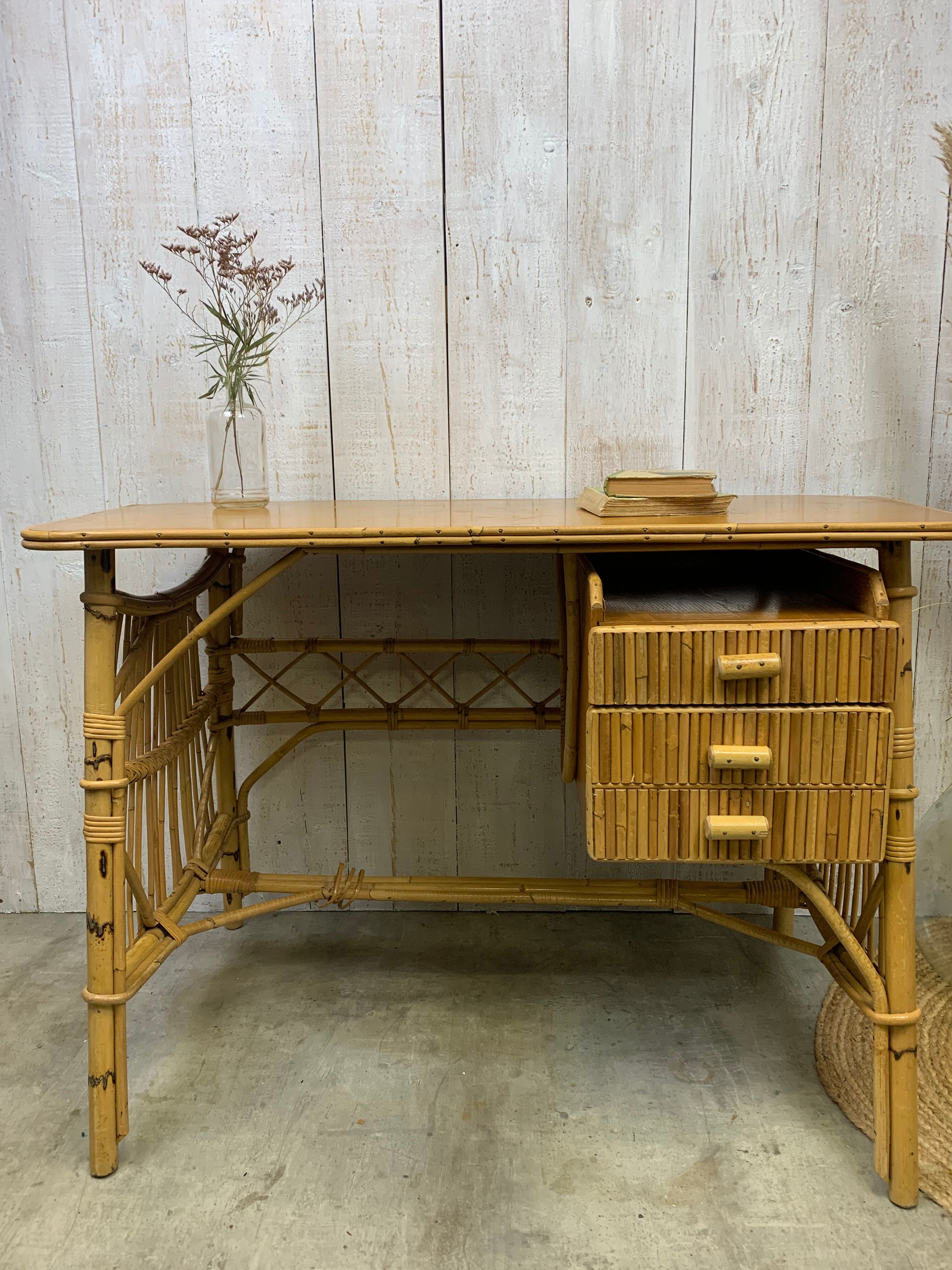 Louis Sognot rattan desk
