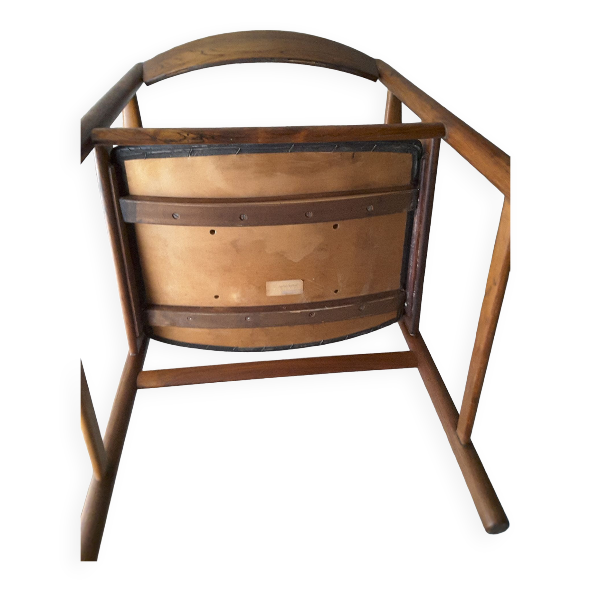 1960s solid cherry wood chair with armrest