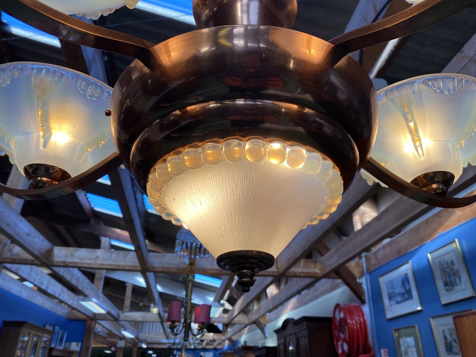 1940s brass chandelier