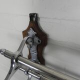 Chrome plated Art Deco wall coat rack with 6 hooks, 1930s