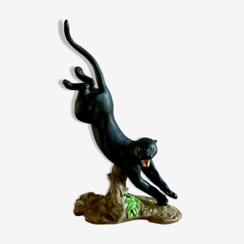Black panther statue fine edition porcelain nighthunter franklin medal 1988.