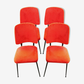 Lot de 4 chaises seventies orange