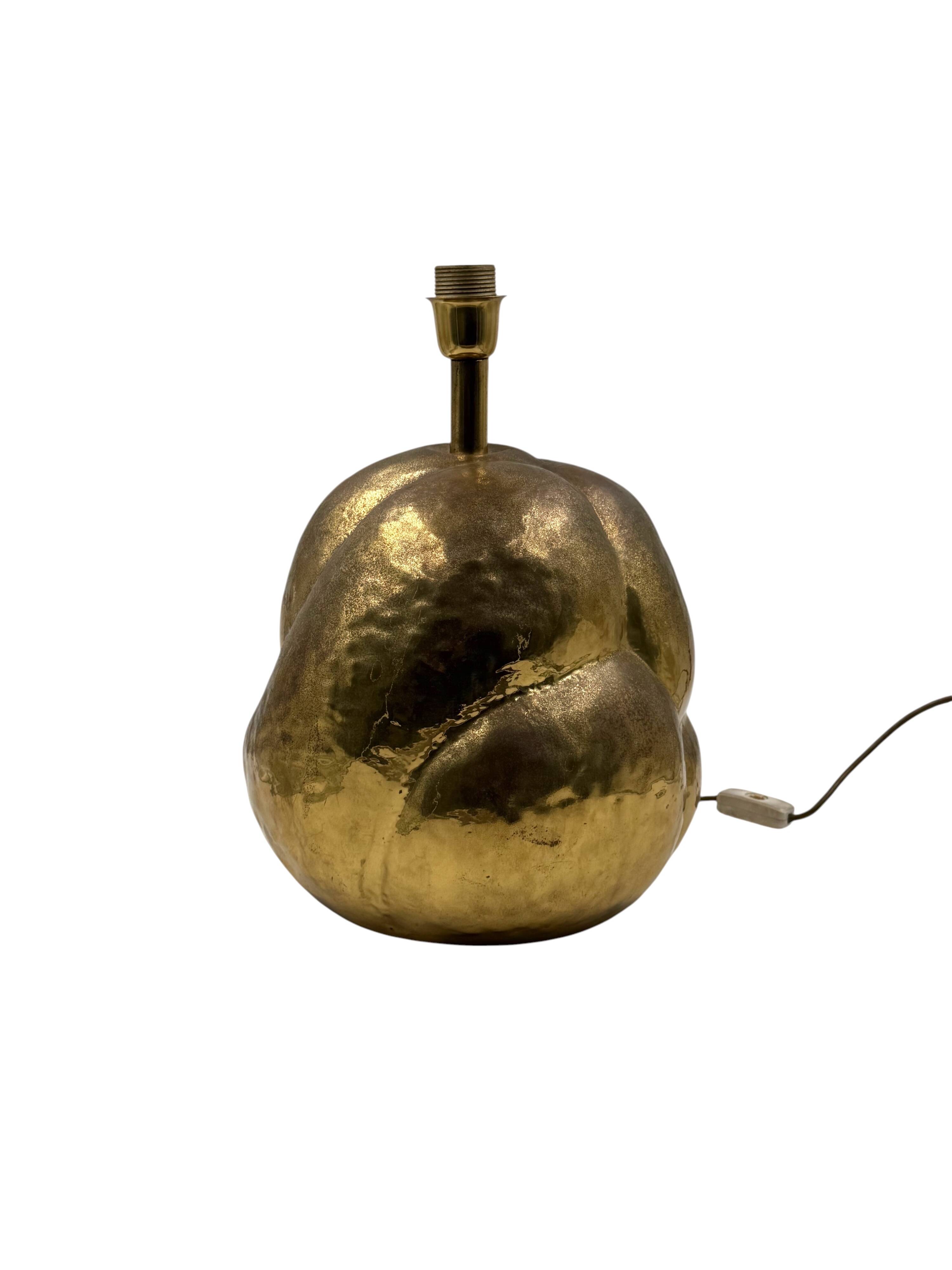 Organic modern brass table Lamp, Tommaso Barbi Italy 1970