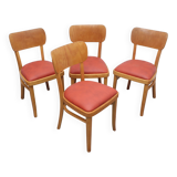 Set of 4 chairs 1950s, beechwood and leatherette
