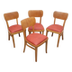 Set of 4 chairs 1950s, beechwood and leatherette