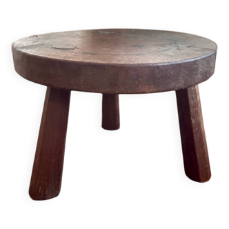 Vintage solid wood low tripod stool