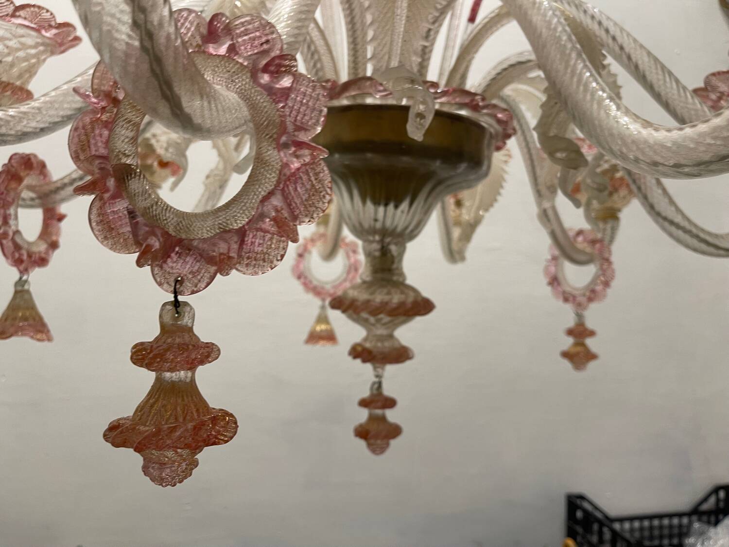 Large Venetian Pink Murano Glass Chandelier 1960’s