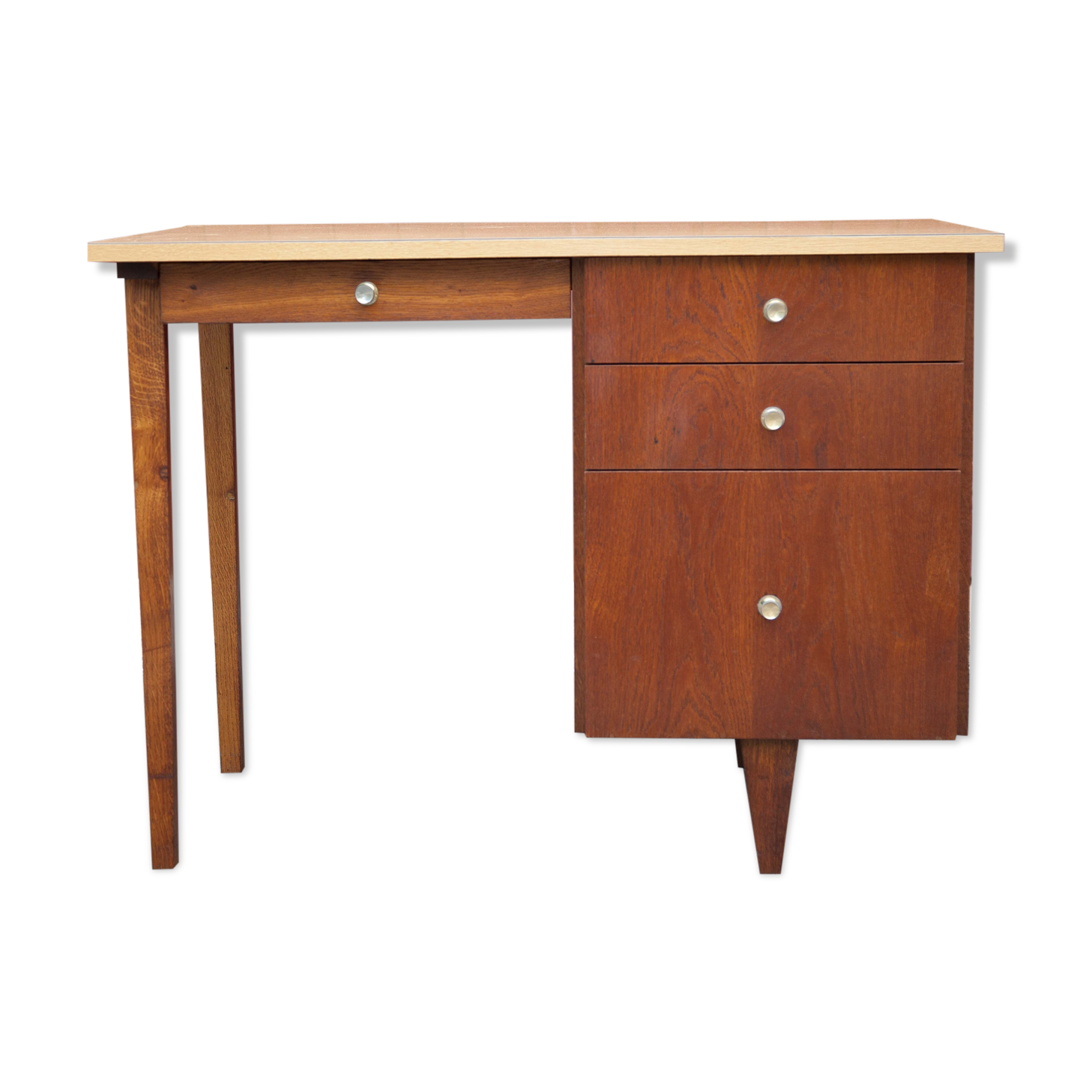 grand bureau ancien vintage métal et verre trempé design c
