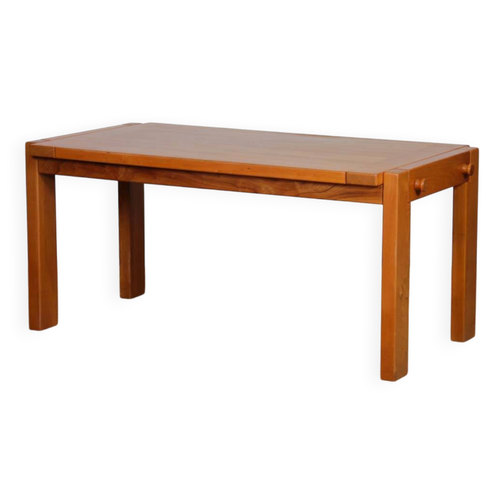 Solid elm dining table for Maison Regain, 1980