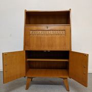 Secretary wooden and rattan office of the 50s/60s