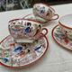 Vintage Japanese tea/coffee service, egg shell porcelain & enamels for 5 people.