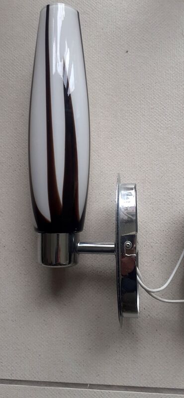 Pair of chromed metal and marbled glass tulip sconces Maison Paulmann