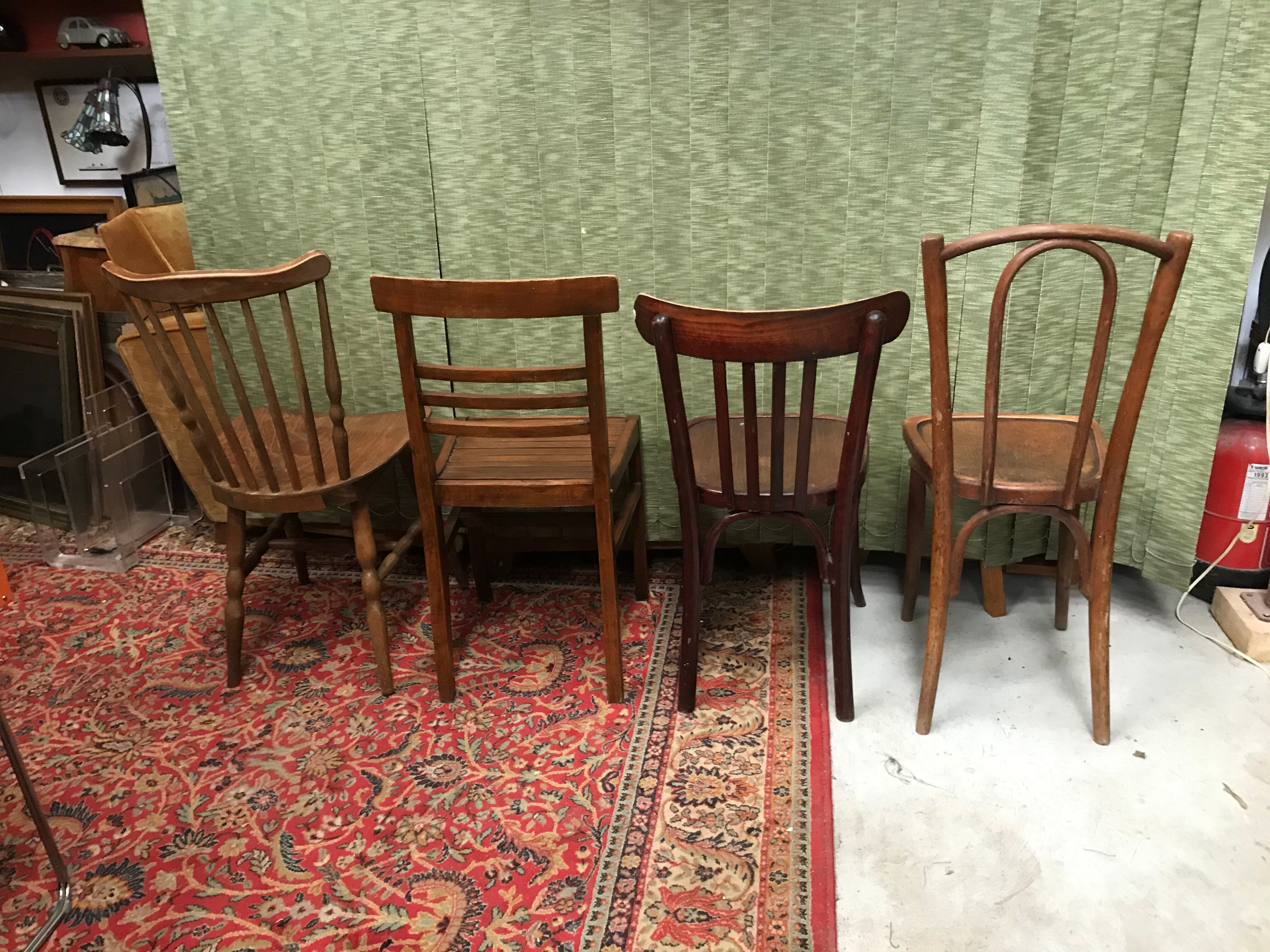 4 vintage mismatched bistro chairs