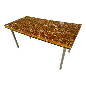 Resin coffee table inclusion Giraudon vintage year 60 70